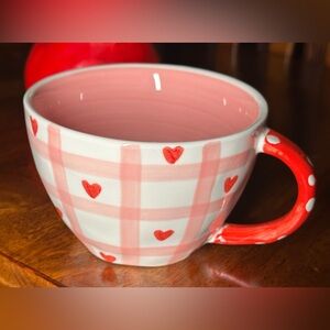 World Market Pink Gingham Heart Mug Bringing Major Valentine Energy